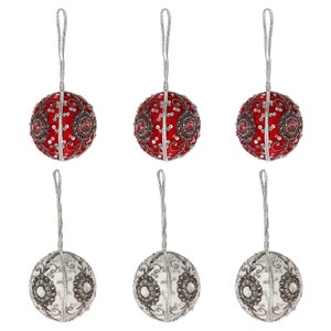 Handmade christmas balls ornaments set Decorative Red & White balls christmas tree ornaments for holiday decor hanging decorations 1SET=6PCS