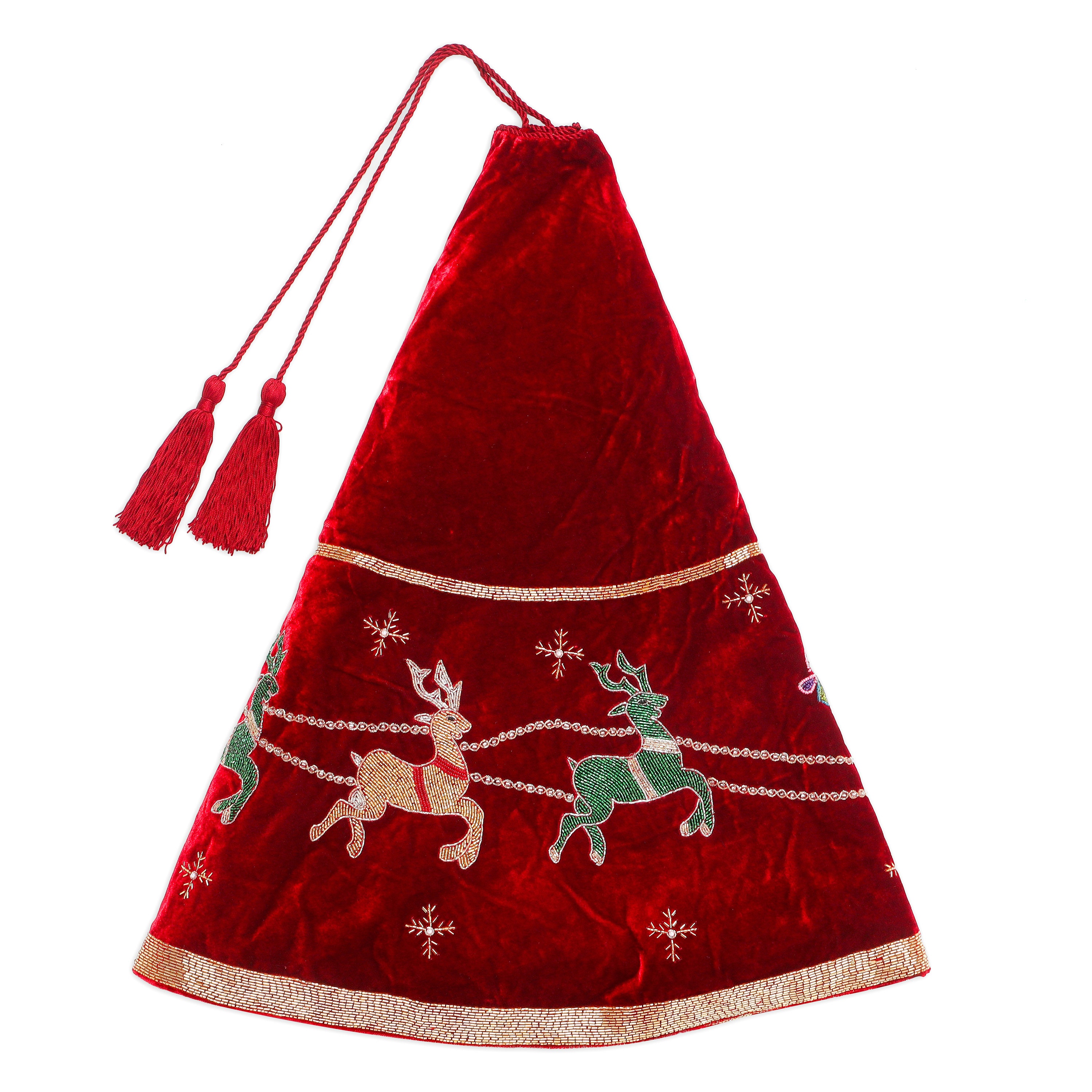 QIONG MENG Christmas Tree Skirt Red Tree Skirts Candy Cane
