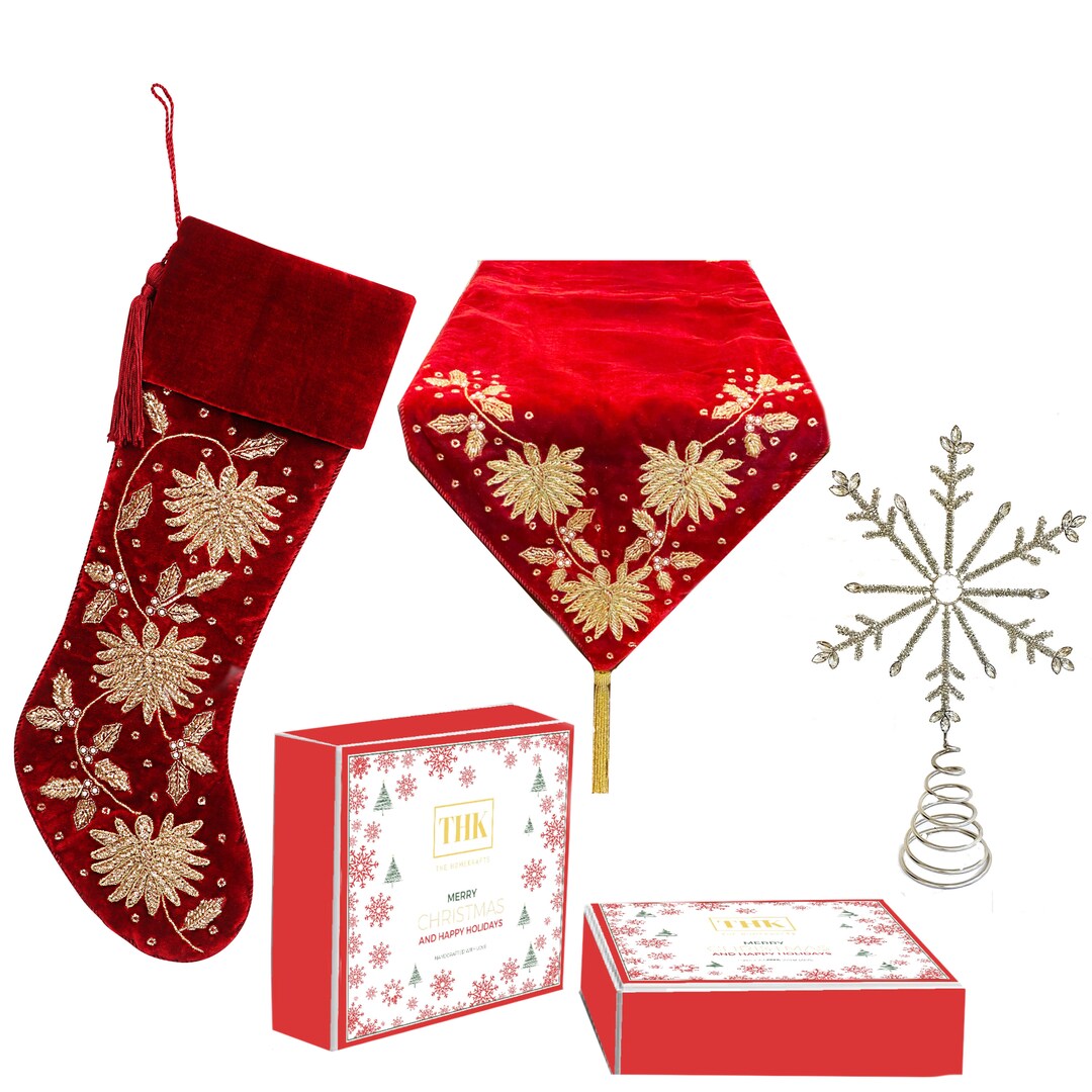 Luxury 3pc Christmas Gifts Setpersonalised Red Velvet Etsy