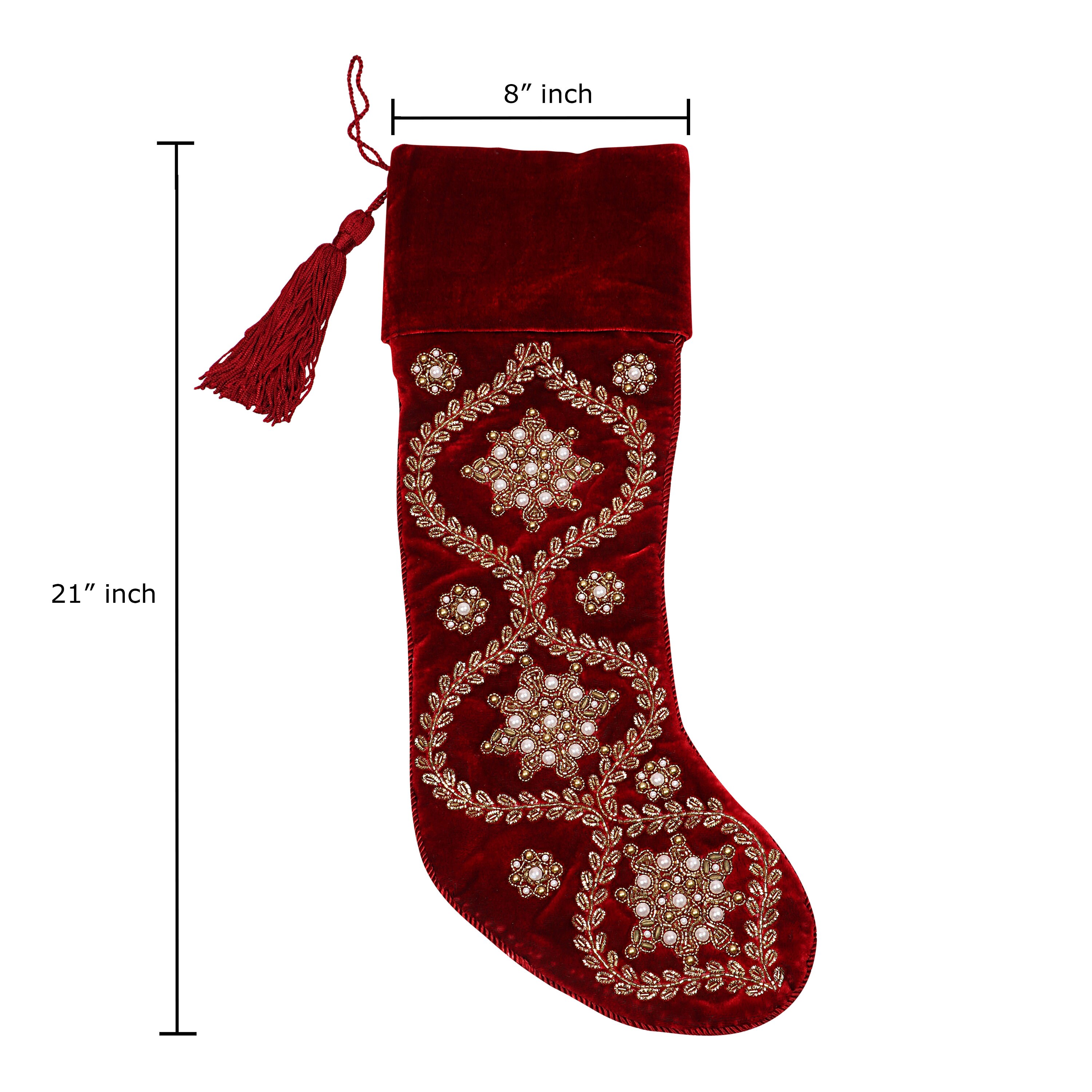Lime Velvet Christmas Stocking Arcadia Home main image 0