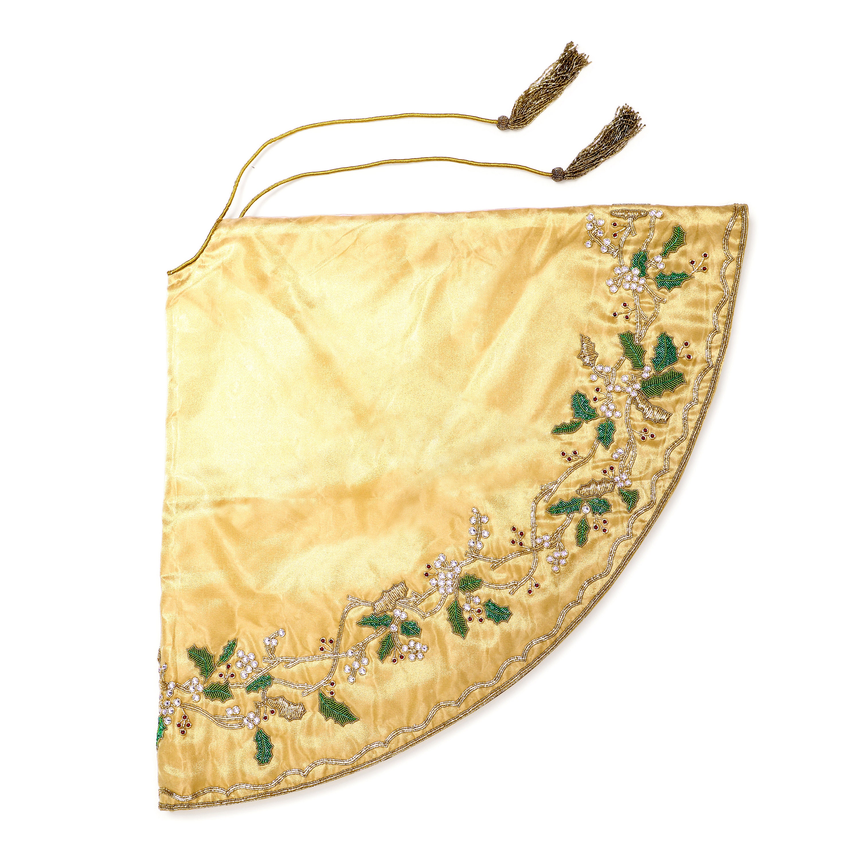 90 Gold Christmas Tree Skirt Handmade Large Tree Skirt Etsy Finland