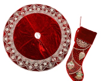 Gonna per albero di Natale con paillettes rosa glitterate color