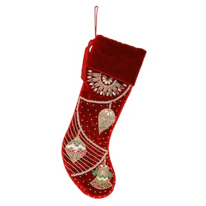 Red Velvet Christmas Stocking in Hanging Ornaments Personalised ...