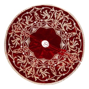 72 inch rood fluweel spiraalblad kerstboom rok handgemaakte grote boom rok luxe kerstversieringen vakantie erfstuk kerstcadeaus