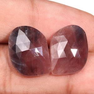 100%Natural Sheen Sapphire Rose Cut Gemstone, Sapphire Flat Back Loose Gemstone Pair, Rose Cut Sapphire Pair Earring Set