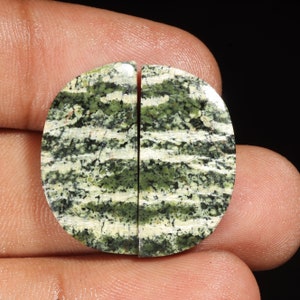Natural Green Swiss Opal Cabochon Pair: Fancy Earring Gemstones (25x13x4 MM)