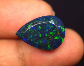 Ethiopian Black Opal Cabochon Pear Shape, Welo opal October birthstone Jewelry Making