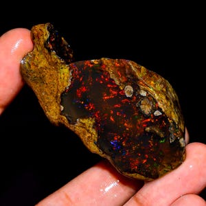Ethiopian Opal Raw Crystal: Multi-Color Fire Opal Rough, 98.00 Carat