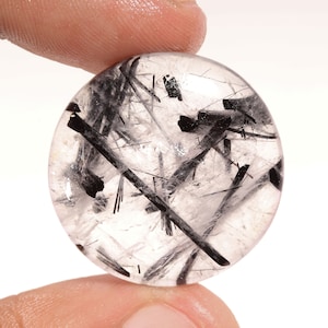 Cristal de quartzo rutilo preto natural, pedra preciosa rutilo preta, cabochão rutilo preto para pingente, colar, pedra de fabricação de joias