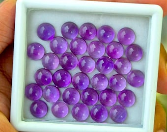 Amethyst roundAAA+ Amethyst Cabochon: Round Flat Back Gemstone 8 MM
