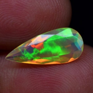 Faceted Ethiopian Opal Gemstone: Pear Cut Honeycomb Fire Opal (1.5 Ct)