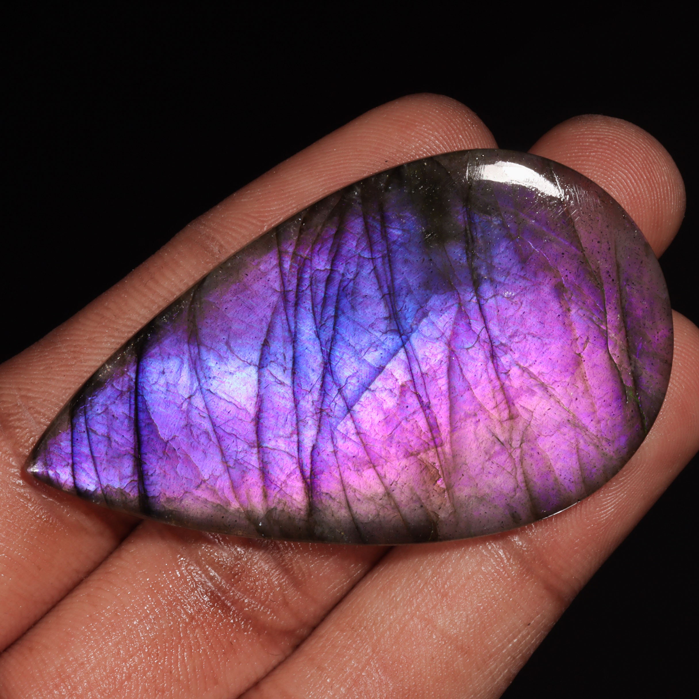 Top Quality Natural Purple and Teal Flash Labradorite Cabochon Wire Wrap Jewelry Shape-Pear