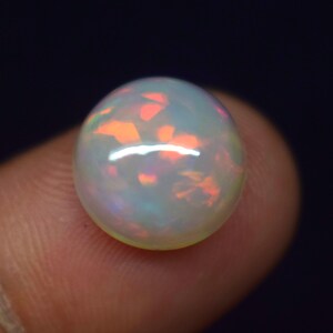 AAA+++ Top Quality Natural Ethiopian White Opal Cabochon Round Shape Welo Opal Making Jewelry