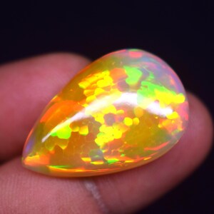 AAA+++ Top Grade Quality Natural Ethiopian Opal Cabochon Yellow Fire Pear Shape Welo Opal Making Jewelry