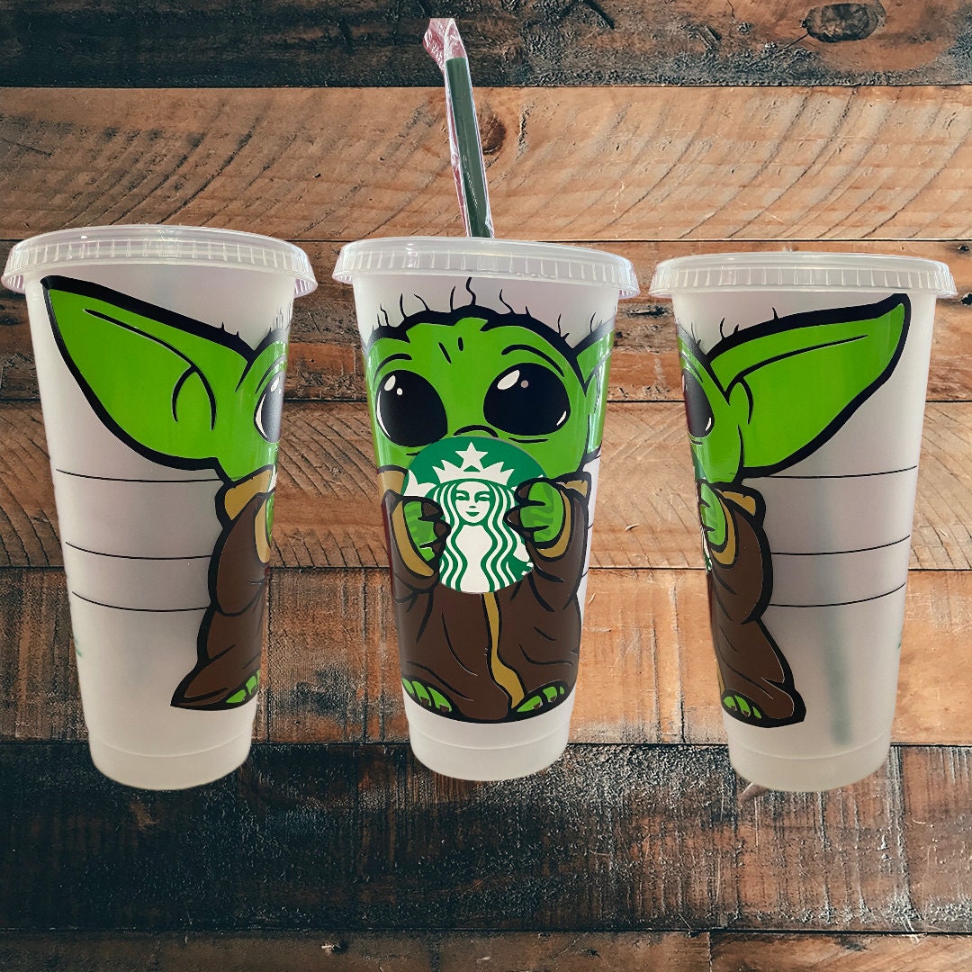 Star Wars Starbucks Cup Tumbler, Handmade, Yoda, Darth Vader, Gift