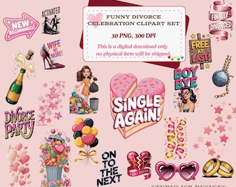 Funny Divorce Celebration Clipart Set