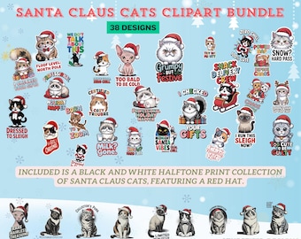 Santa Claus Cats Clipart Bundle