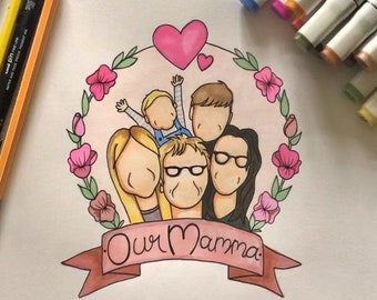 Personalised family portrait illustration