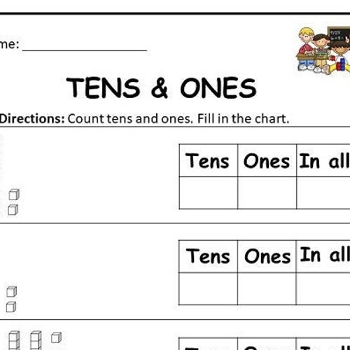 10 Printable Tens and Ones Worksheets numbers 1-100 for - Etsy