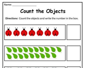 10 Printable Count Objects Worksheets numbers 1-20 for - Etsy
