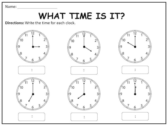 10 printable time worksheets for kindergarten 1st grade 2nd etsy