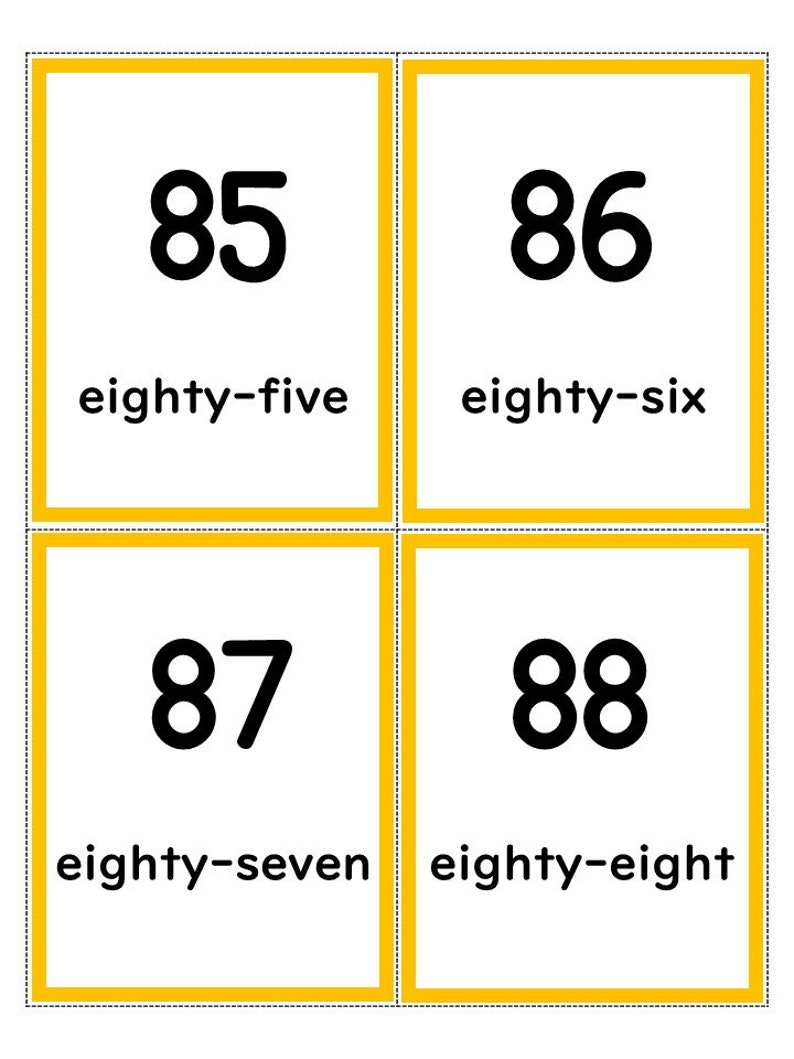 Printable Number Flash Cards numbers 0-100. Printable Number - Etsy