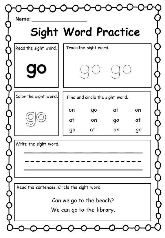 Sight Word Go Worksheet Ubicaciondepersonas Cdmx Gob Mx
