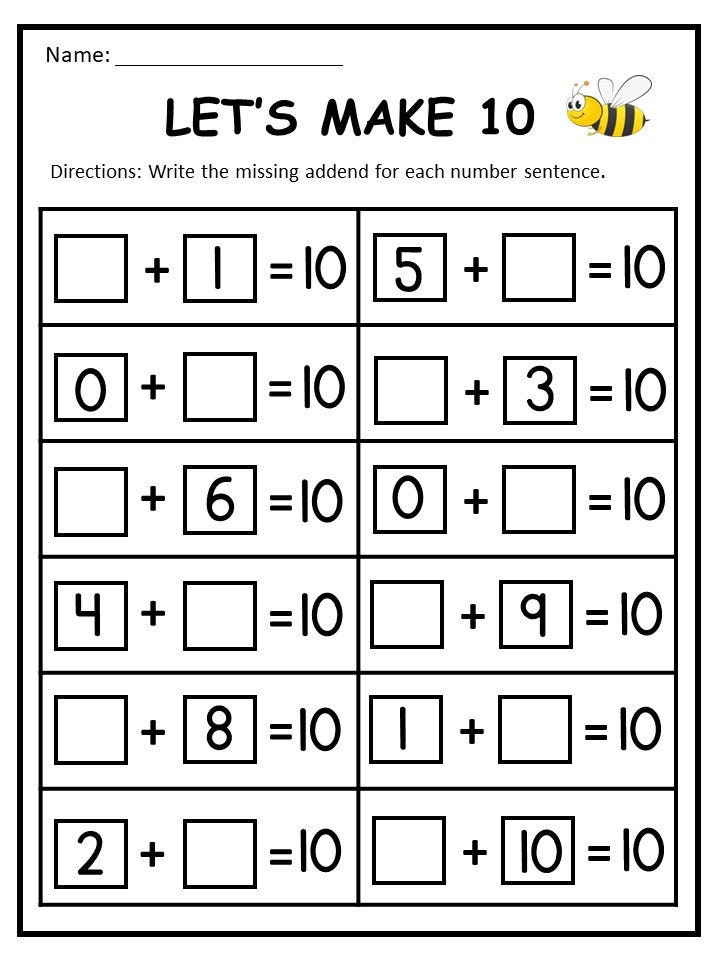 10-printable-make-10-worksheets-for-kindergarten-1st-grade-2nd-etsy