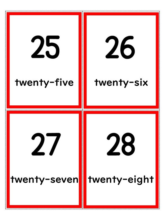 Printable Number Flash Cards numbers 0-100. Printable Number - Etsy