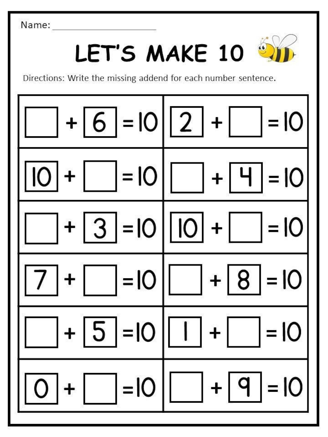 10 Printable Make 10 Worksheets for Kindergarten-1st Grade-2nd - Etsy Norway 10-printable-make-10-worksheets-for-kindergarten-1st-grade-2nd-etsy-norway