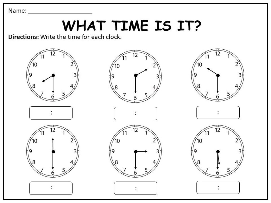 10 Printable Time Worksheets for Kindergarten1st Grade2nd Etsy UK