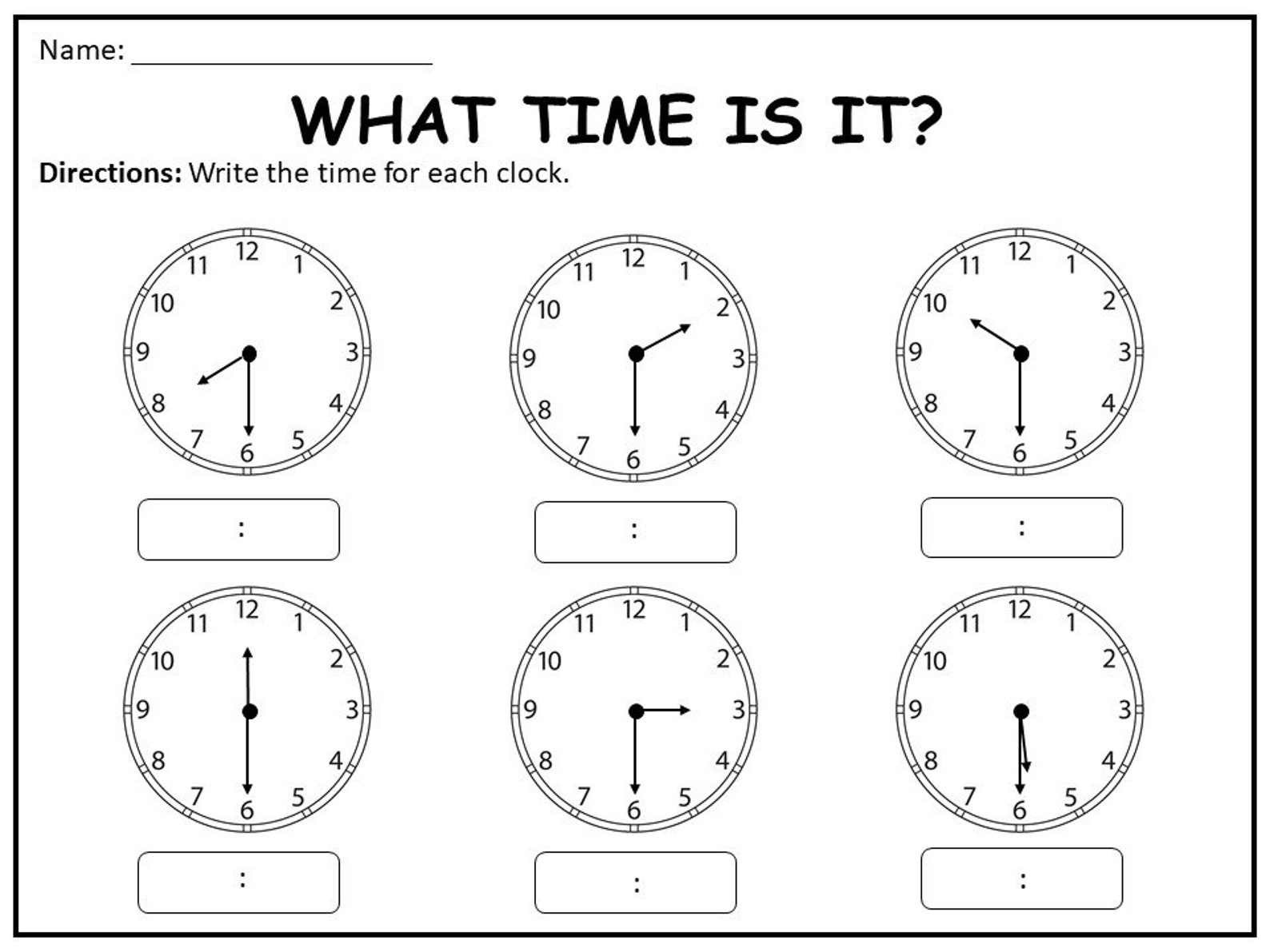 10 Printable Time Worksheets for Kindergarten1st Grade2nd Etsy