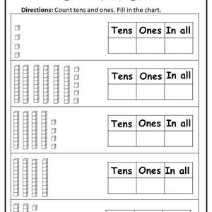 10 Printable Tens and Ones Worksheets numbers 1-100 for - Etsy Canada