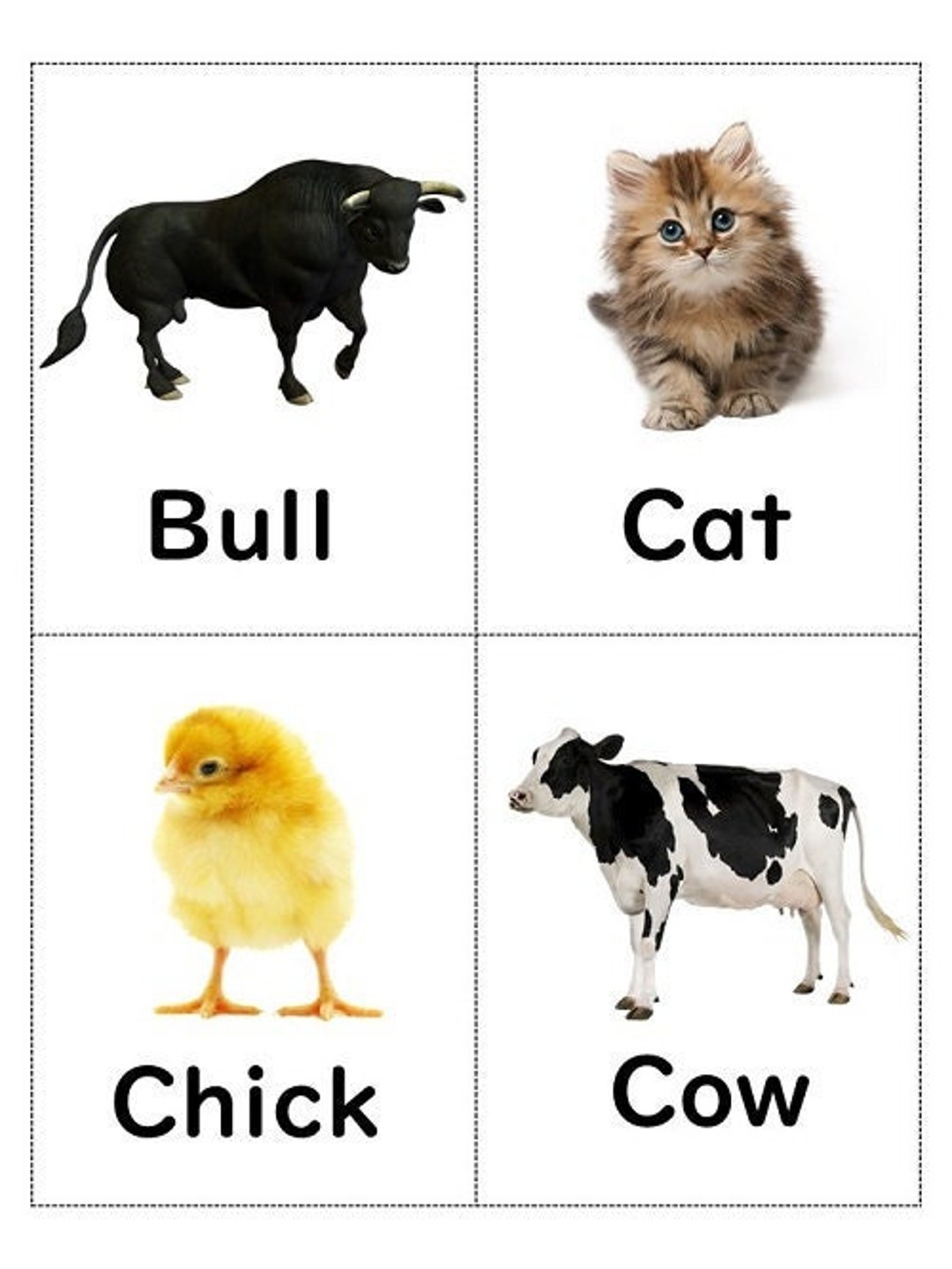Printable Farm Animals Flashcards Toddler Preschool Prek . - Etsy