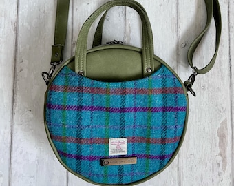 Cirkeltas Harris Tweed: handgemaakte crossbodytas met Schotse ruit