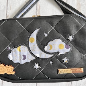 Witchy gift, moon phases bag, moon bag, celestial bag, bag for witch, Samhain gift, night sky bag, rectangle handbag, crossbody bag