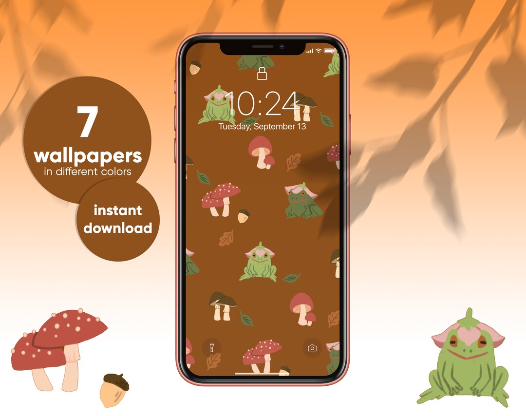 7 Cottagecore Frog Toad Mushroom Phone Wallpaper for iPhone - Etsy