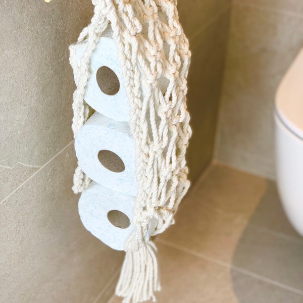Macrame toilet paper holder to decorate the home