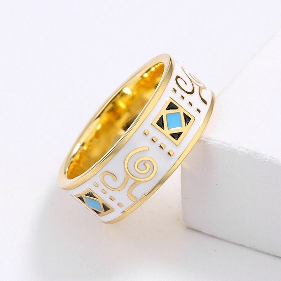 White Enamel Jewelry Ring for Women 925 Stamp Wedding Rings Etsy