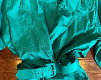 Vintage 80s Parachute Military Style Belted Jumpsuit Green Turquoise Westbound