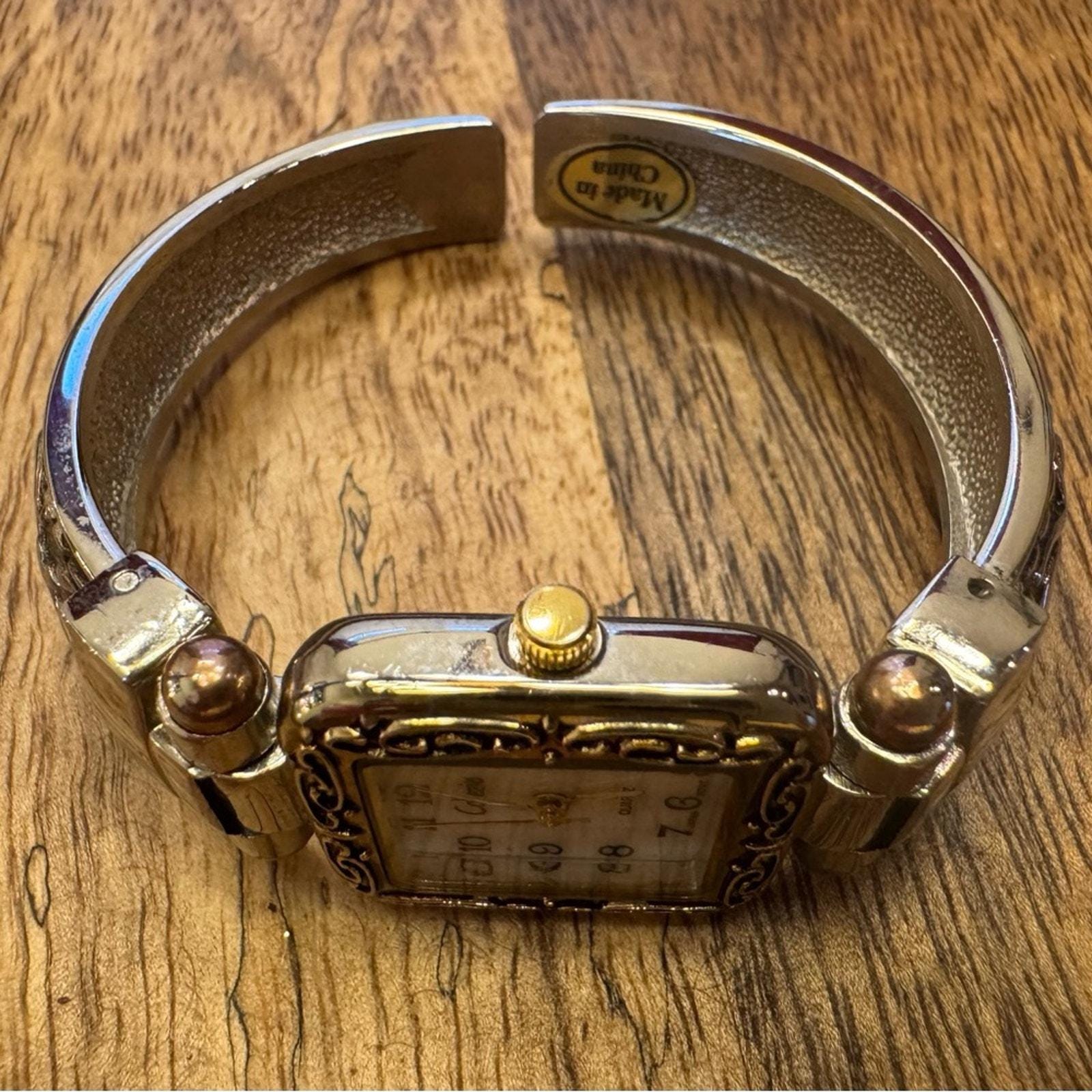 Collezio Abalone Cuff Watch Collezio Abalone Women Vintage Cuff Watch Silver With Gold  main image 3