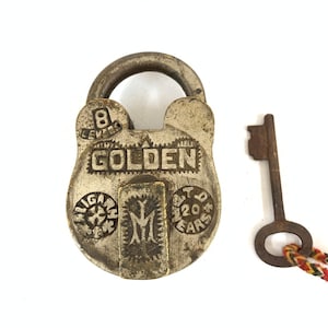 Vintage Brass nickel coated Indian Golden 8 lever lock