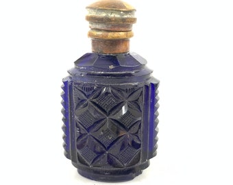 Vintage Cut Glass Blue colour Perfume bottle