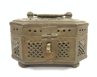 Antique mughal Brass jali box| Mughal Brass box