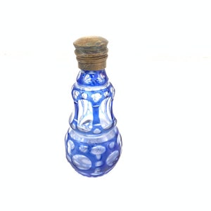 Vintage Overlay glass blue perfume bottle