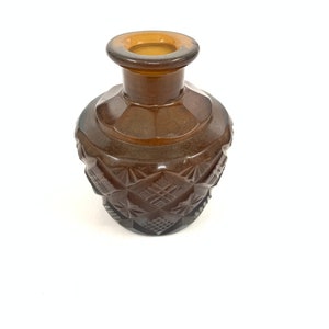 Vintage Amber colour cut glass perfume bottle | Vintage  Glass perfume bottle