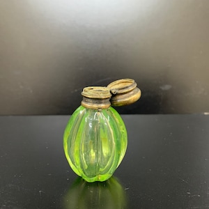Vintage Vaseline glass Melon shaped perfume bottle