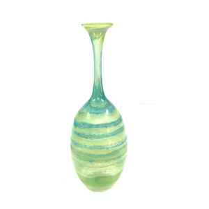 Hand Blown FLOWER BUD VASE Sorori Studio Art Glass Swirl Signed Karl Schmid