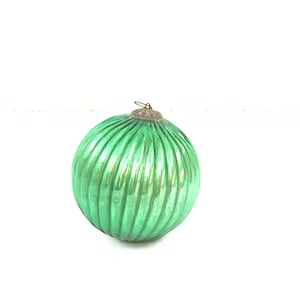 Antique old green pumpkin shape Christmas heavy glass kugel
