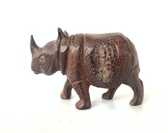 Vintage Wooden Rhinoceros | Rhinoceros| Figurines| Home Decor| Handmade Rhinoceros| Handicraft| Vintage Figurines|Art| Office Decor|